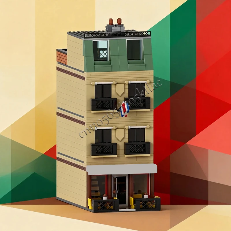 1285 PCS 하우스 스트리트 파리지앵 카페 리마스터드 MOC 맞춤형 모듈식 빌딩 블록 어린이 기술 브릭 DIY 조립 장난감 선물