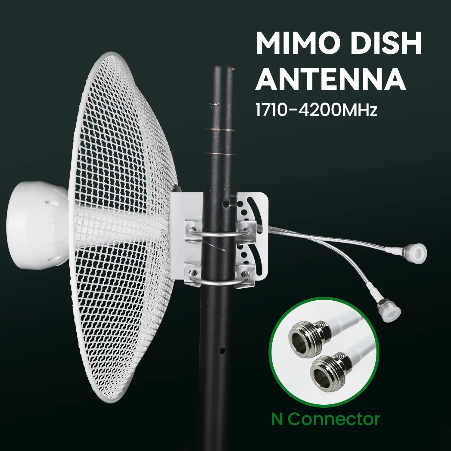 SUNCOMM Q1742-40 Strong Signal Small Size Outdoor Antenna High Gain 19dBi 1710-4200MHz 2X2 MIMO Communication Dish Antenna