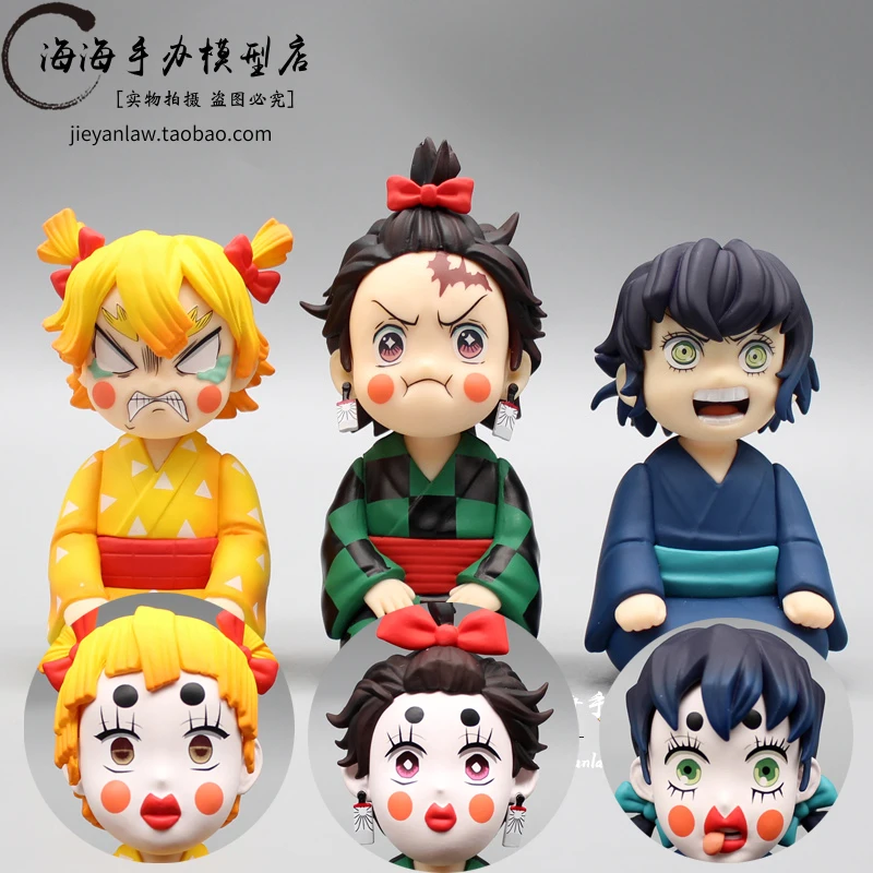 Anime Demon Slayer New Kamado Tanjirou Agatsuma Zenitsu Hashibira Inosuke 10cm Action Figures Pvc Collection Giftss Model Funny