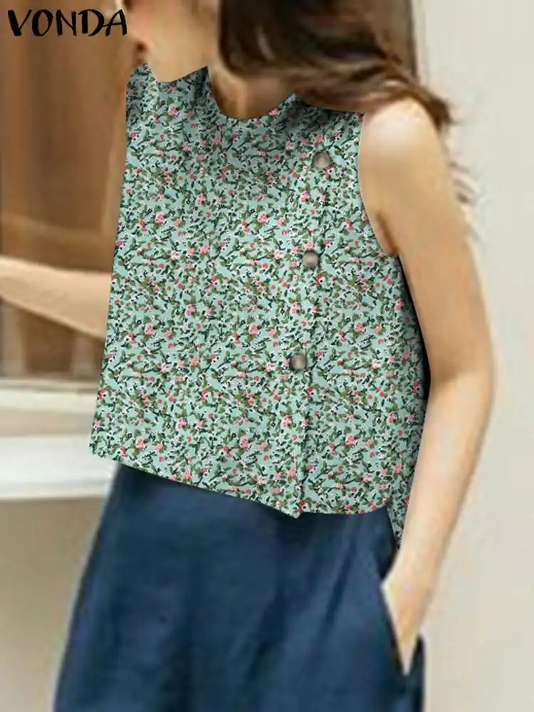 

Summer Tank Tees 2024 VONDA Women Bohemian Polka Dot Tees Sexy Sleeveless Printed Tops Casual Loose O Neck Camis Oversized