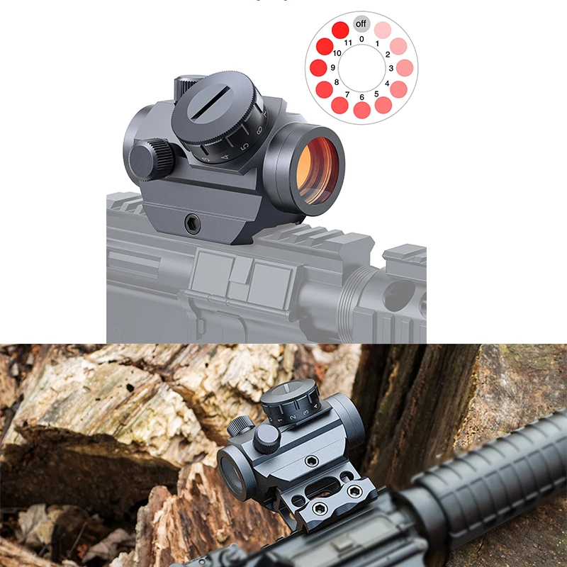 

MidTen 2MOA Red Dot Sight Optics Reflex Scope with 1" Riser Lower 1/3 Co-Witness & Low-Profile Mount for 20mm Picatinny Rail