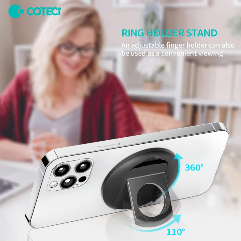 COTECi Magnetic Mobile Phone Ring Holder For MacBook MagSafe Continuity Camera Mount Desktop Support Stander For iPhone 14 13 12