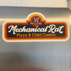 Mechanical Rat Pizza & Child Casino Vinyl Sticker - Retro Design for Toolboxes, Hard Hats, Laptops, Water Bottles, And Computers