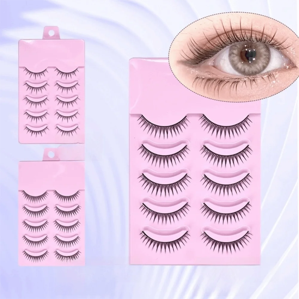 5 Pairs/Box Black Natural Demon False Eyelashes 10-12MM Curvature C DIY Lashes Extension Easy To Wear Eye Makeup