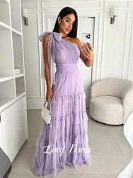 Lucy Graduation Gown One Shoulder Sleeve Purple Mesh Straight Line Bridesmaid Dress Ball Happy Sharon Evening Dresses Wedding