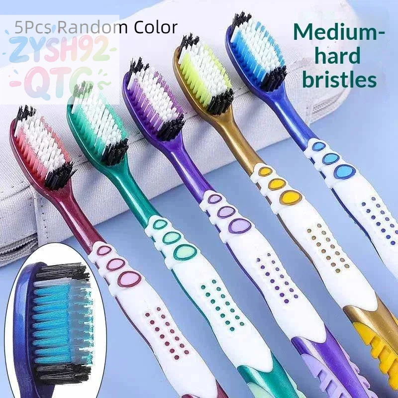 Hot Sale 5Pcs Colorful Manual Toothbrushes With Medium Hard Bristles And Ergonomic Non Slip Grip Perfect For Daily Oral Care
