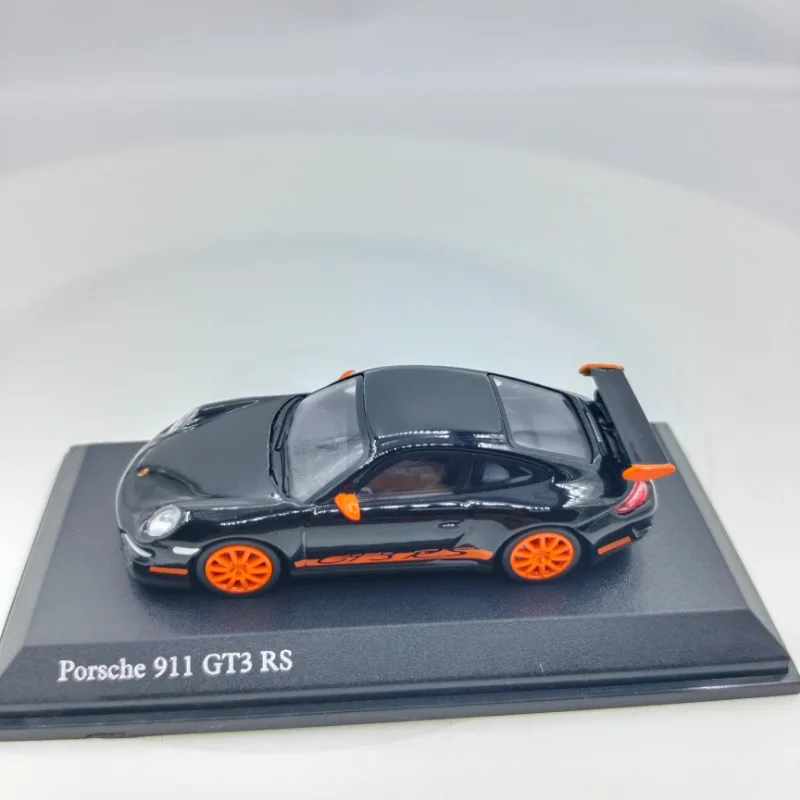 1:64 911 GT3-RS Black Orange Wave Porsche die casting alloy simulation model, children's collection toys, gifts for children.