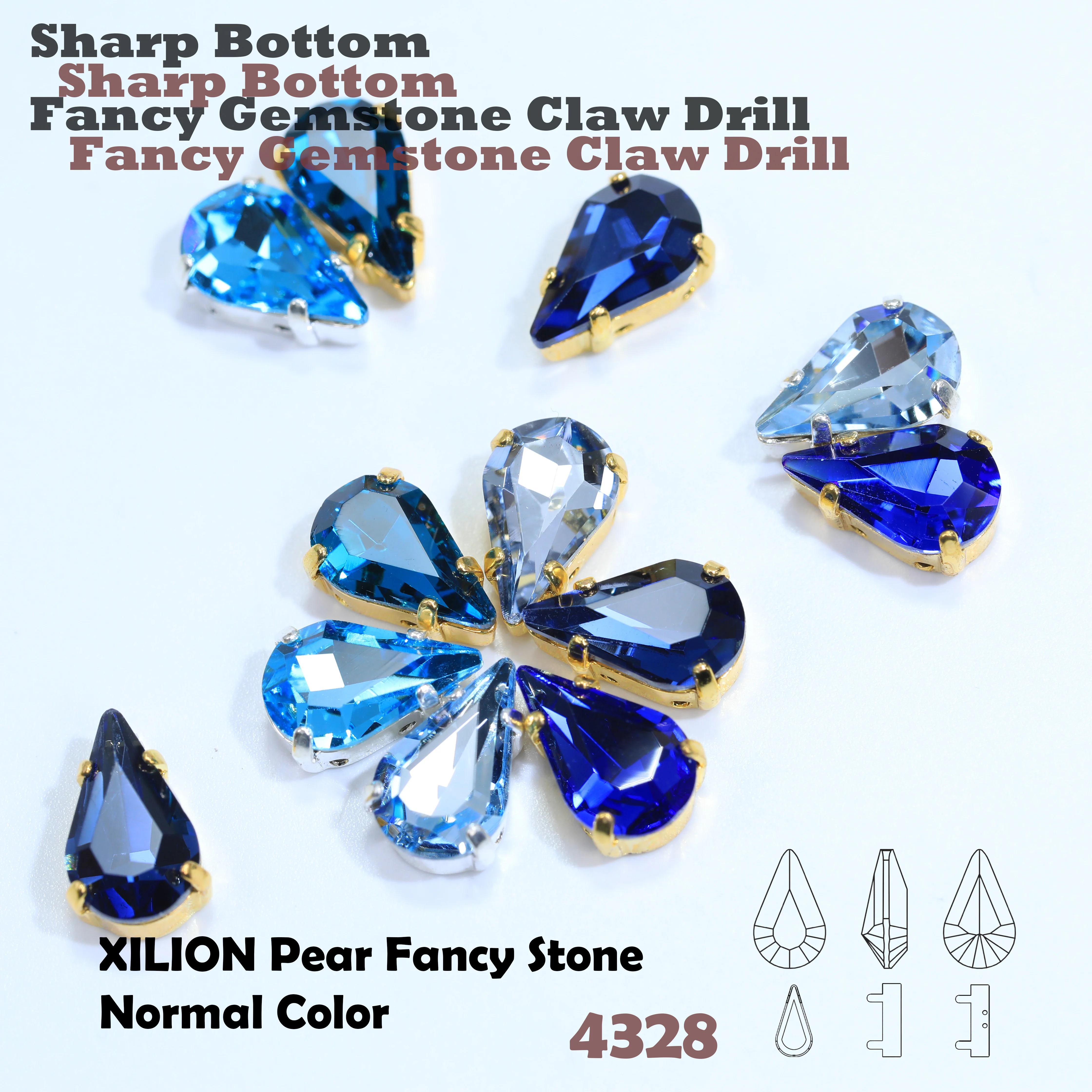 All Size Colour Tear Drop Glass Crystal Sewing Stone Sew on Rhinestones Gold Silver Claw Rhinestones For Garment Clothes Bags