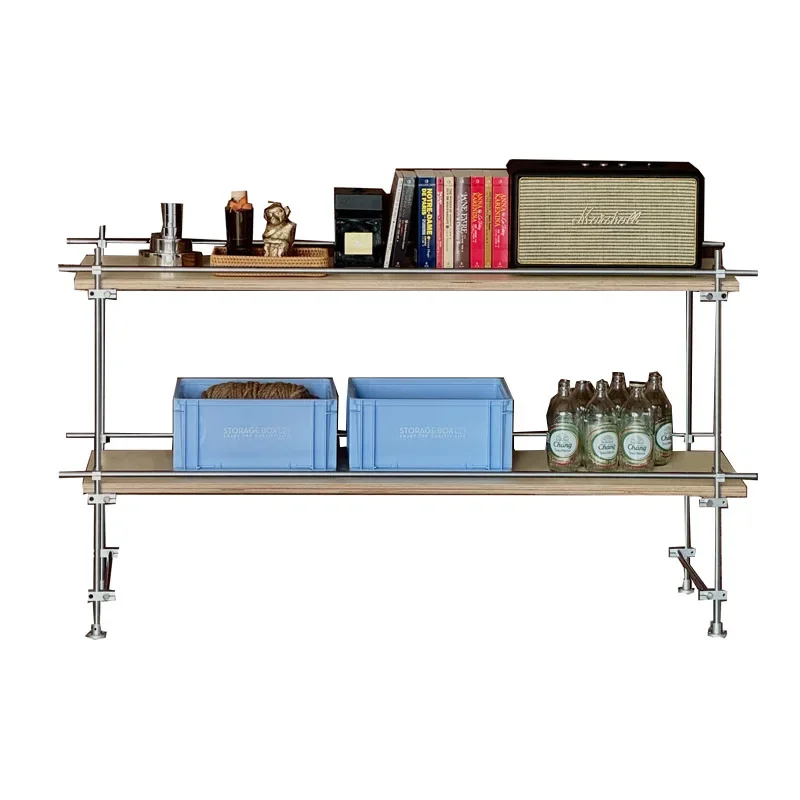 Simple Modern Household Multi-layer Optical Axis Shelf Stainless Steel Ocean Plate Bookshelf Floor Shelf Storage Shelf