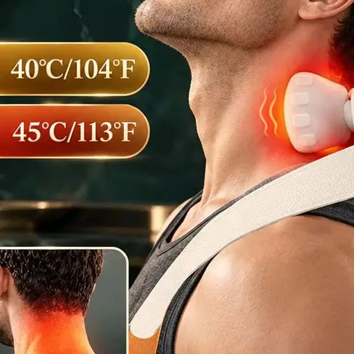 4D Back Neck Massager For Pain Relief Deep Tissue For Trapezius Muscle Portable Cordless Massage Pillow For Home/Office