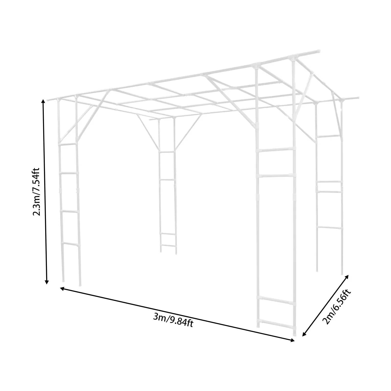 حامل تسلق النباتات البيضاء الحديثة حامل النباتات الخارجية رف عرض تسلق النبات 3*2*2.3 م #2