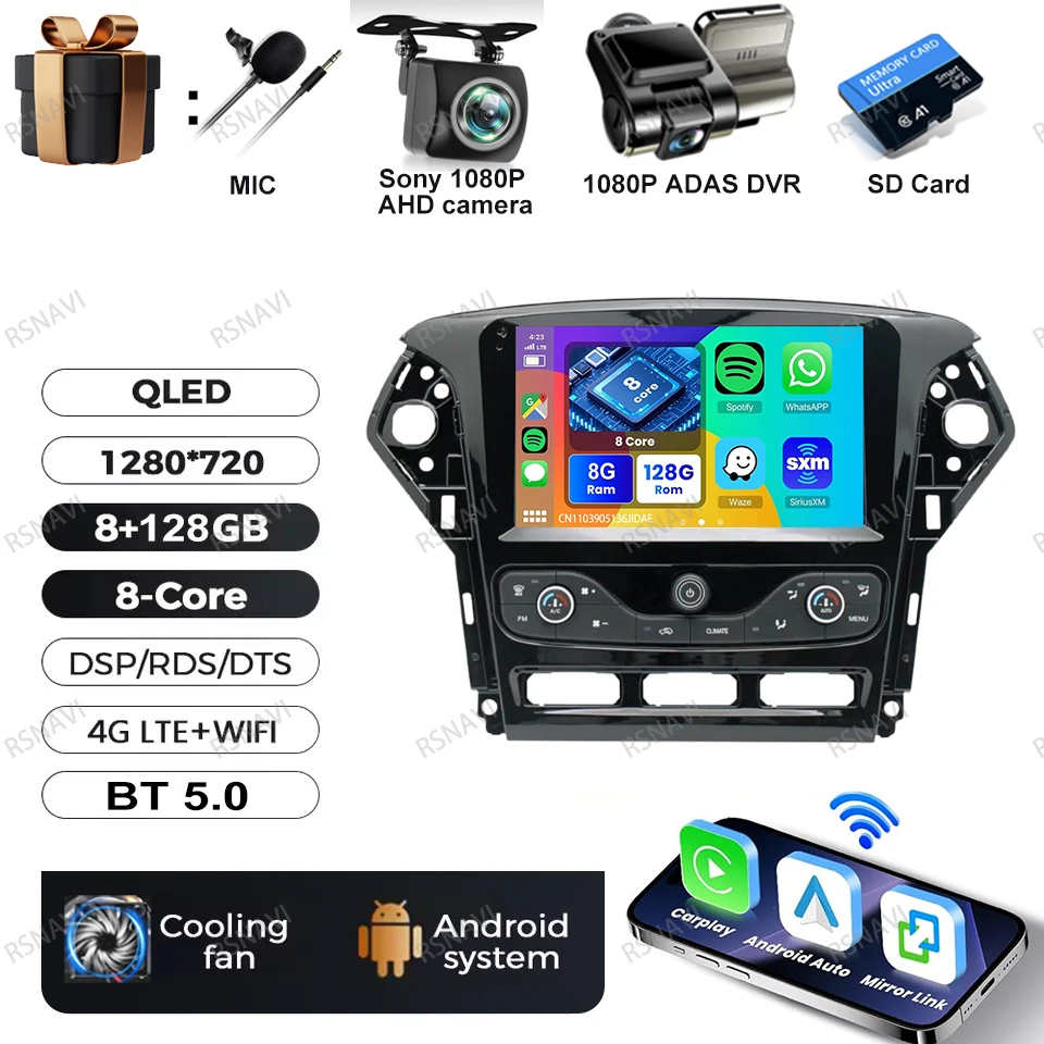 Autoradio Android 15 Voor Ford Mondeo MK4 2007-2014 DVD Viedo Speler BT 4G LTE GPS DSP Head Unit multimedia Stereo Navigatie