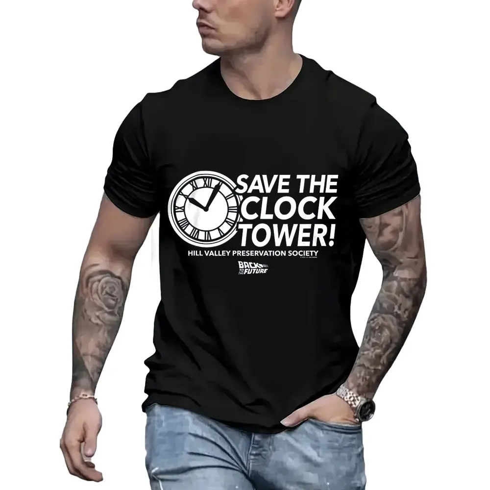 

Save The Clock Tower 1230 Back To The Future Sic Fi Подарочная футболка 80-х годов фильм Time Machine Графическая одежда Все размеры Топы S-6XL