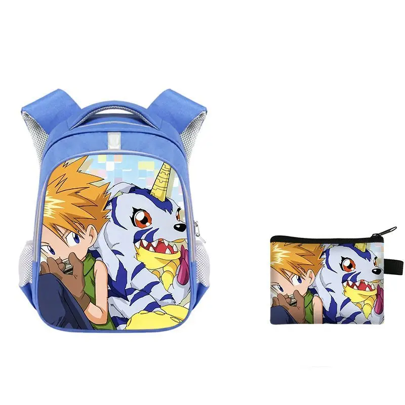 Digimon animation cartoon elementary school student schoolbag reflective strip warning large-capacity spine protection bag