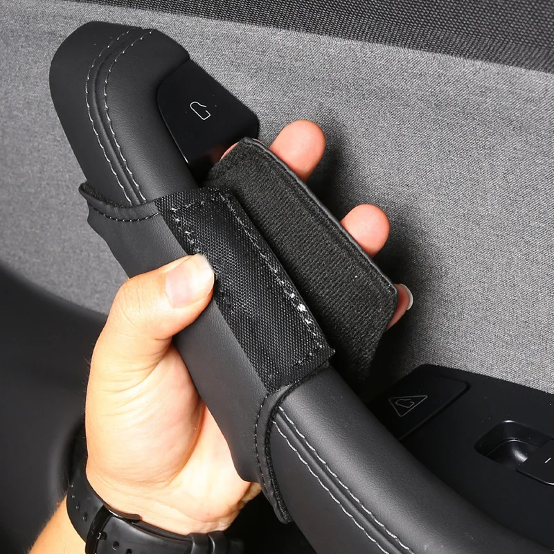 Protection Cover Car Interior Door Handle Gloves Leather Handlebar Grip Cover for Tesla Model Y Juniper Model 3 Highland 21-26