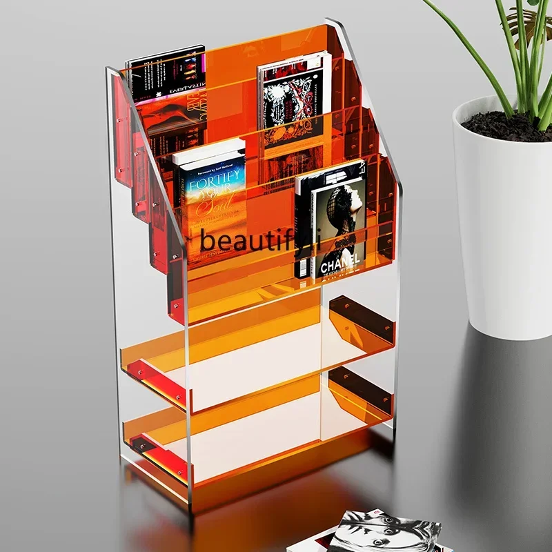 

yj21 Acrylic reading rack, library home storage integrated floor simple picture book rack