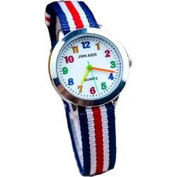 Montre de dessin animé pour enfants, montre en nylon simple, phosphorescente, mode coréenne, école primaire décontractée