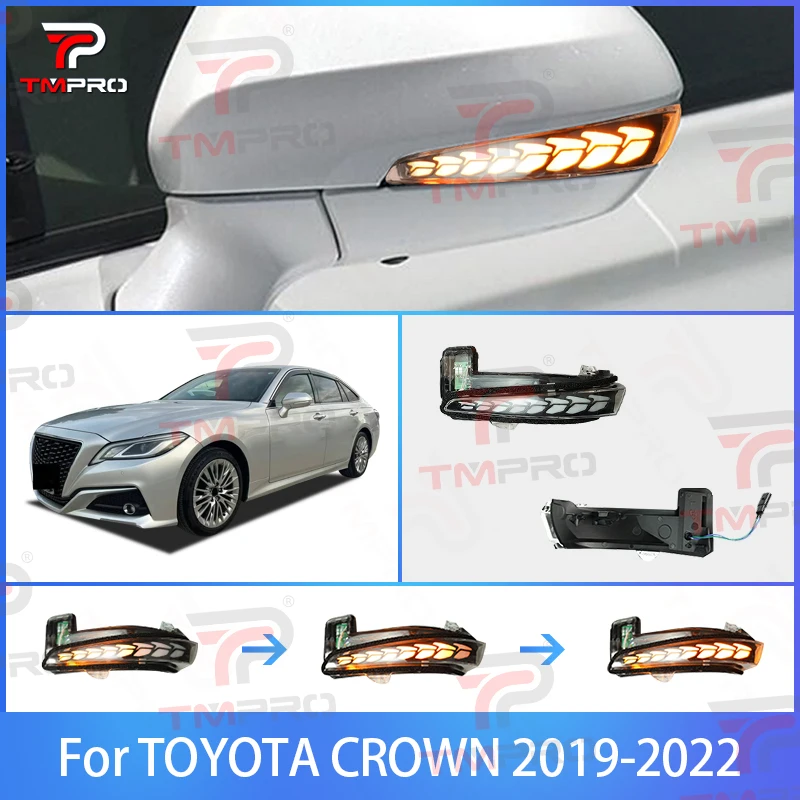 

Для Toyota 15th Crown19-22 зеркало заднего вида динамический синий и белый указатель поворота боковое зеркало сигнал мигалка дневной свет приветственный свет