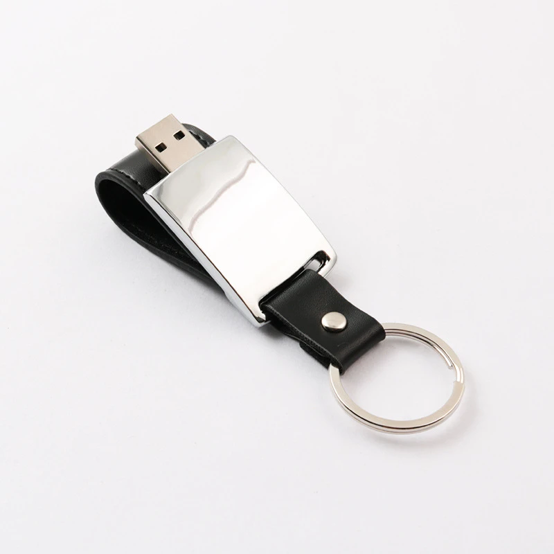 2023 New Free Custom UV Color Printing LOGO Black Leather Metal USB2.0 Flash Drive 4GB 8GB 16GB 32GB 64GB 128GB Memory Stick