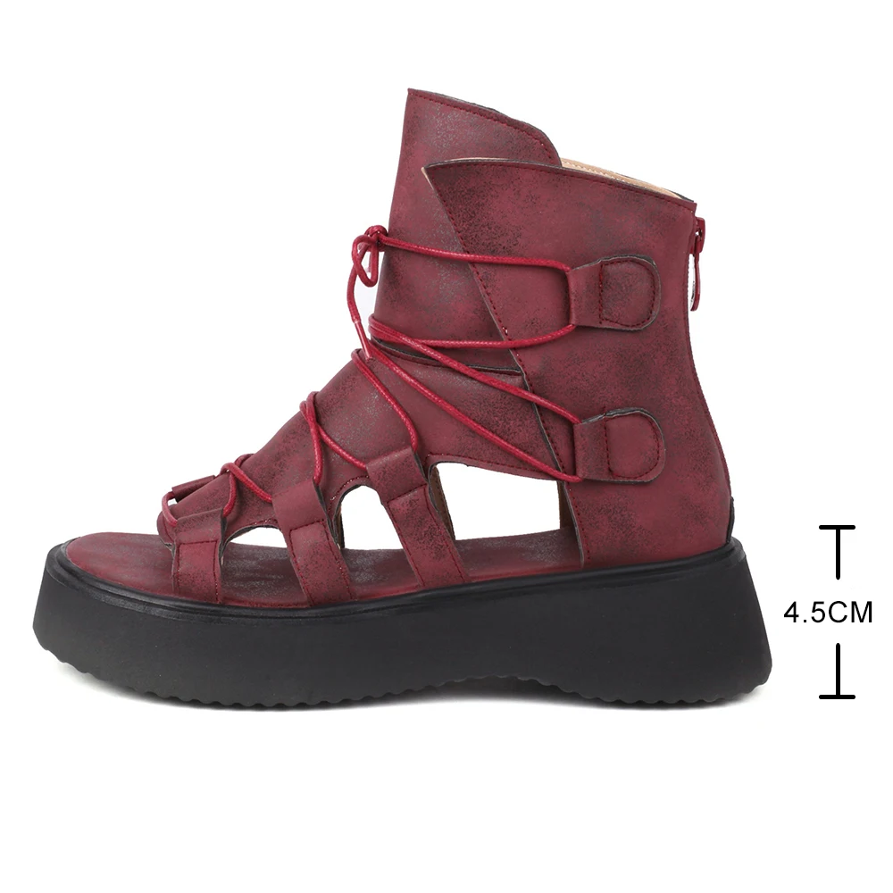 Platform Sandals Women Wedge High Heels Hollow Shoes Women Gladiator Cross Straps Summer boots Zapatos Mujer Wedges Woman Sandal