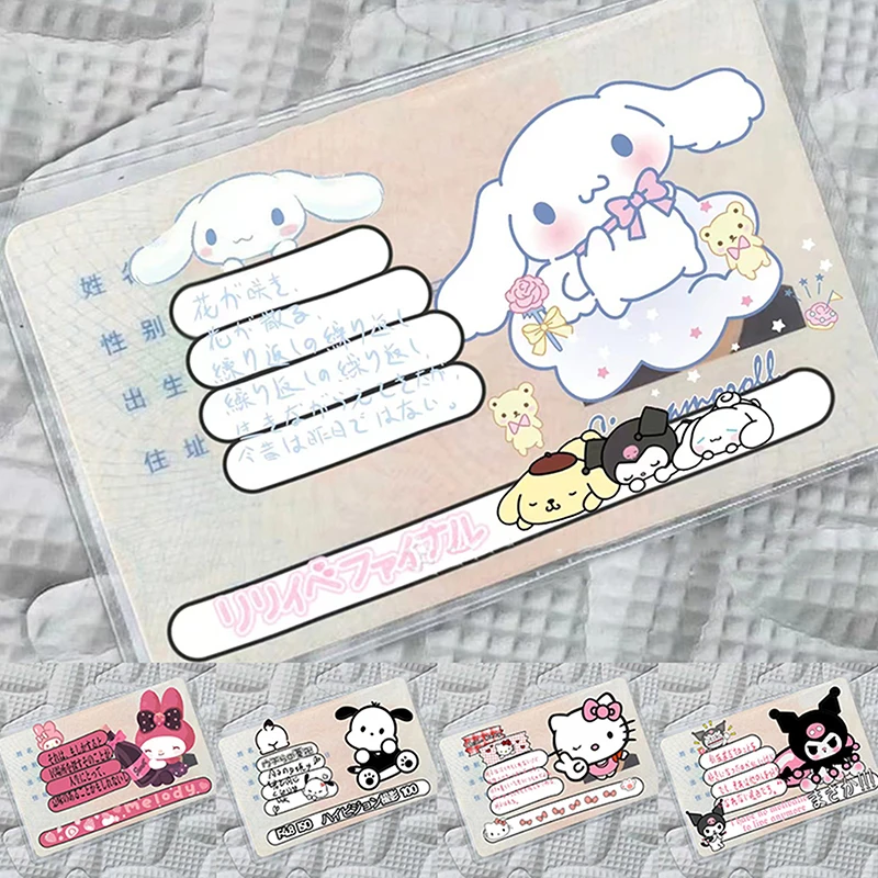 Sanrio Anime Titular do Cartão, Cobertura Completa, Transparente, Anti Magnético, Colorido, Engraçado, Fofos, Hellokittys, Minha Melodia, Anime