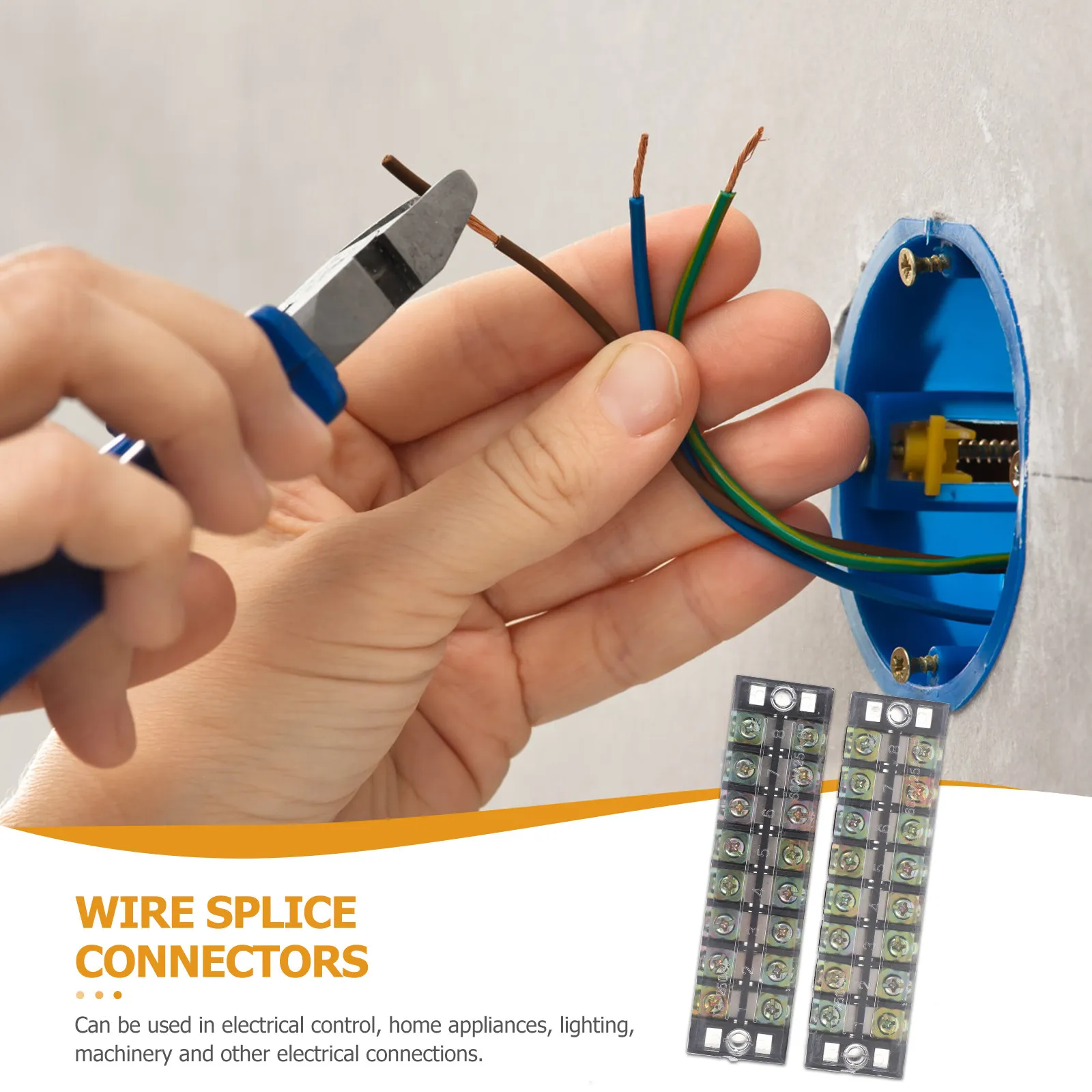 2Pcs Dual Row Terminal Block Strip 10 Positions 25a 600V Screw Terminal Barrier Strip Pre-Insulated for Neat Wire Management