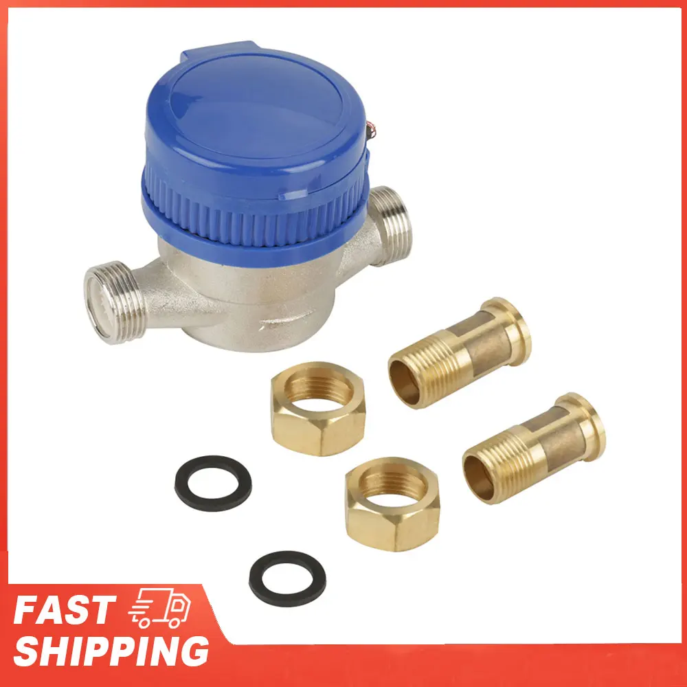 15mm 1/2 Inch Cold Water Meter with Fittings for Garden &amp Home Usage 15mm cold Water meter Home Water Meter Cold Water Meter