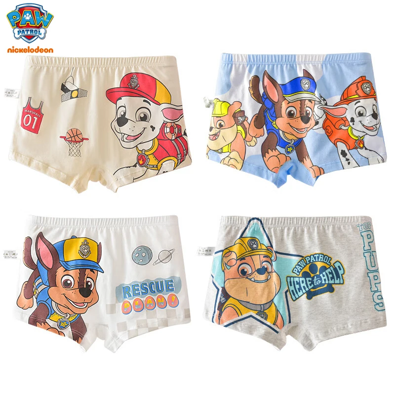 Original Paw Patrol 4PCS Children Underwear Boys Cotton Underpants Flat angle Antibacterial Underwear Boxer Shorts High Quality