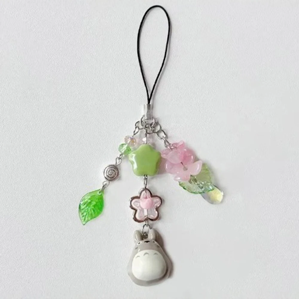 Handmade Cat Bear Phone Charm Chain Y2K Coquettish Fairytale Lily Of The Valley Keychain Handbag KeyPendant Accessories Gift