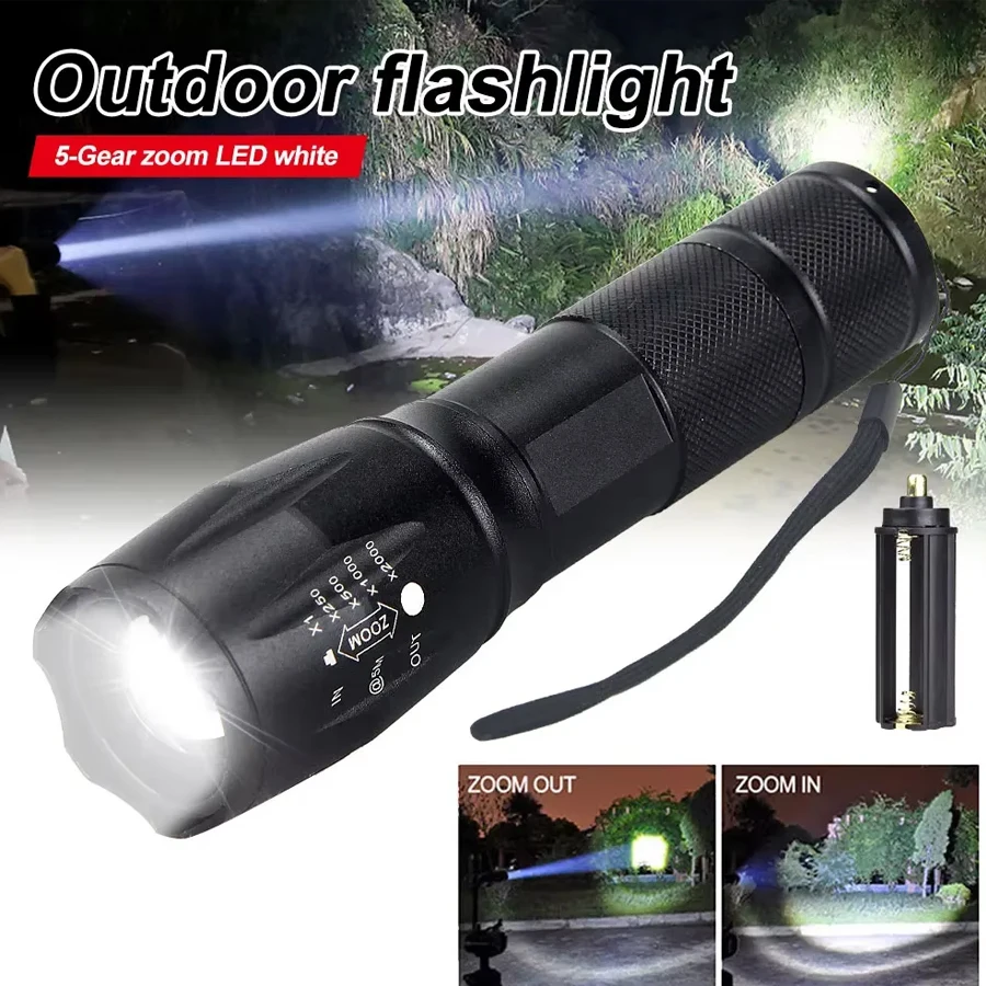 

2000LM Powerful T6 Led Flashlight Bright Torch Camping Light 5 Light Mode Waterproof Zoomable Bicycle Light Use 18650 Battery