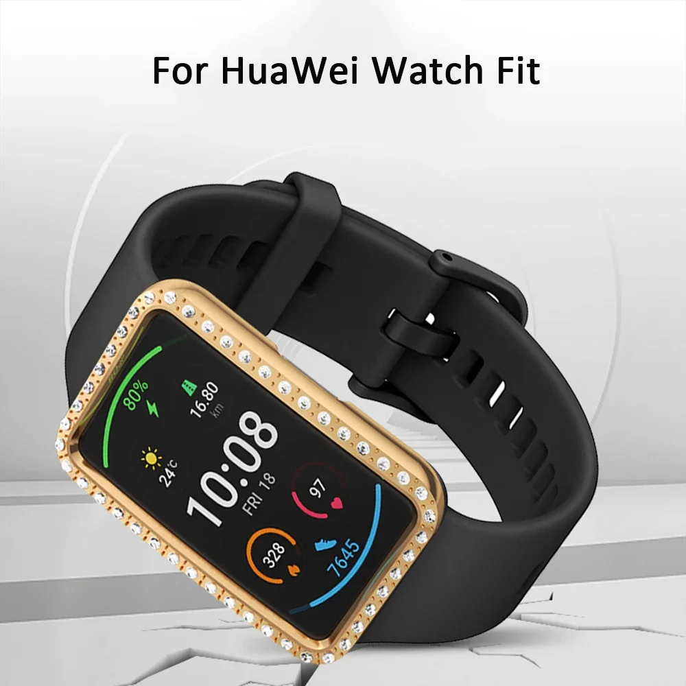 Diamond Screen Frame Bumper Protector Case for Huawei Watch Fit Shell Edge Protective Cover for Huawei Fit Watch Cover