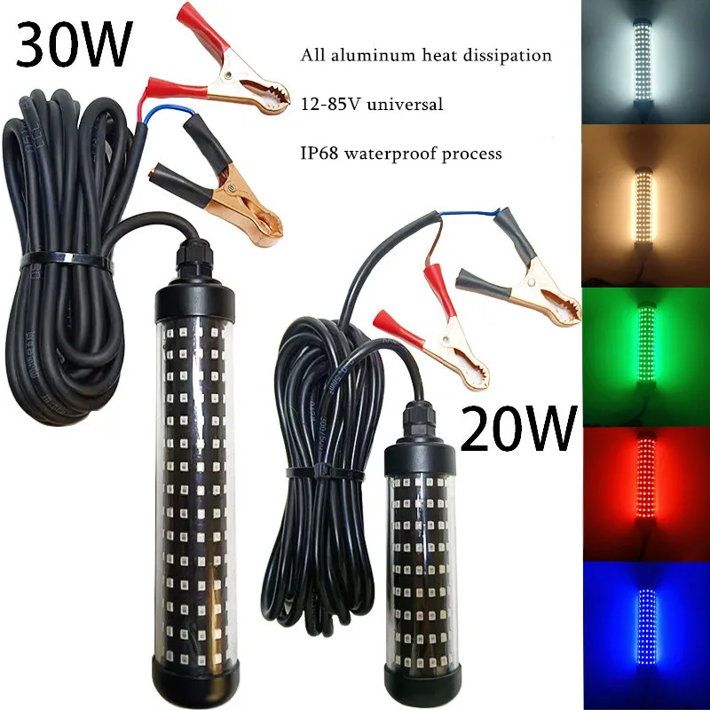 

20W 30W Fishing Light LED Fish Collecting Lamp Fishing Lighting Raft Underwater Fish Collecting Lights Squid Trapping Lights