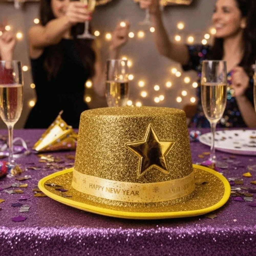 Live Show Wide Brim Shiny Jazz Hat Woolen Lightweight Festival Party Cap Felt Star Suit Top Hat New Year