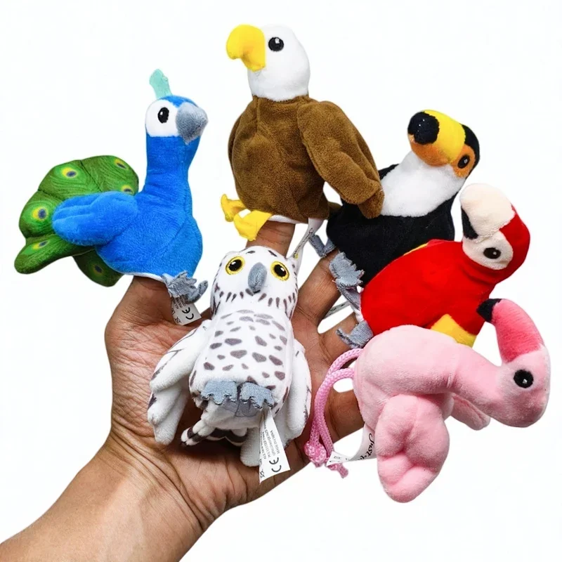 Mini Realistic Animal Finger Puppets Set Bird Ocean Marine Plush Toy Educational Storytelling Interactive For Family Game Gift