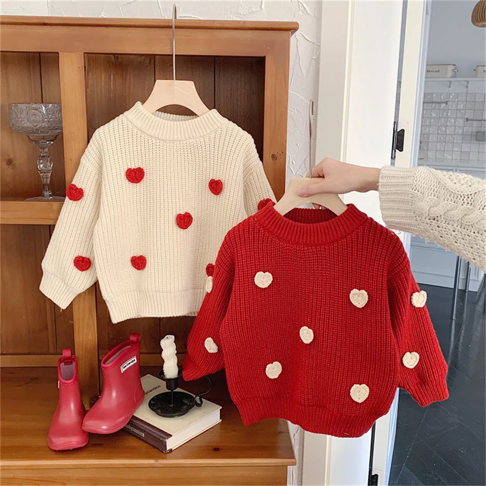 

Детский утепленный свитер на осень-зиму, новая красная базовая кофта, вязаный пуловер для девочек и мальчиков, рождественский детский топ