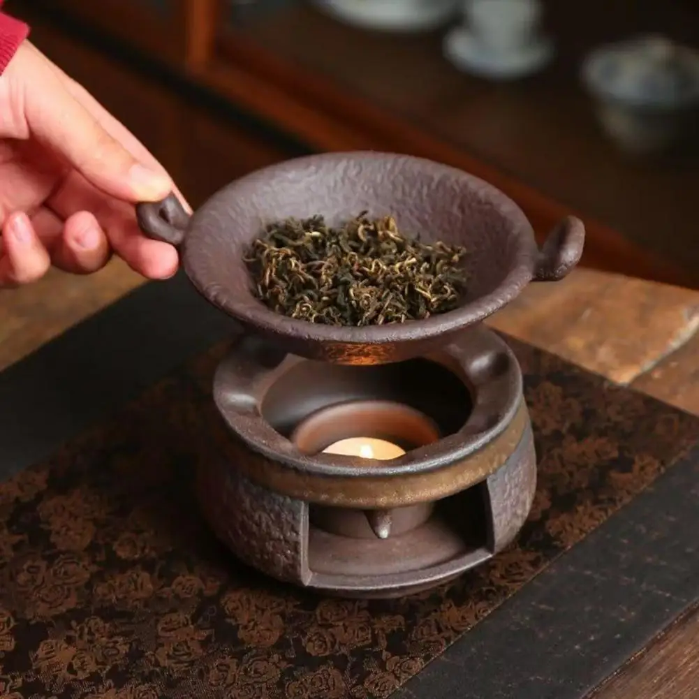 Tea Light Candle Burner Ceramic Tea Warmer Candle Stove with Pot Holder Aromatherapy Essential Oil Burner Handmade Wax for Home