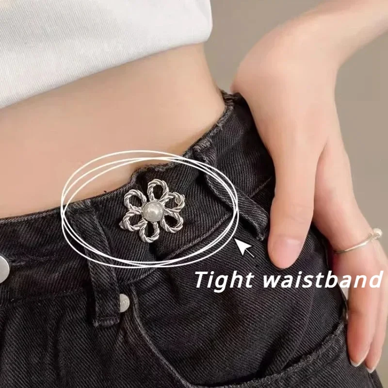 Jeans Waist Adjustment Buttons Beautiful Hollow Metal Flower Button Woman‘s Trouser Waist Wide-to-narrow Buttons