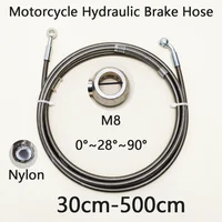 Plata 0 ° ~28 ° ~90 °   Manguera de aceite de embrague de freno reforzado hidráulico para motocicleta M8, 30-500cm, tubo de línea para ATV Dirt Pit Racing Bike
