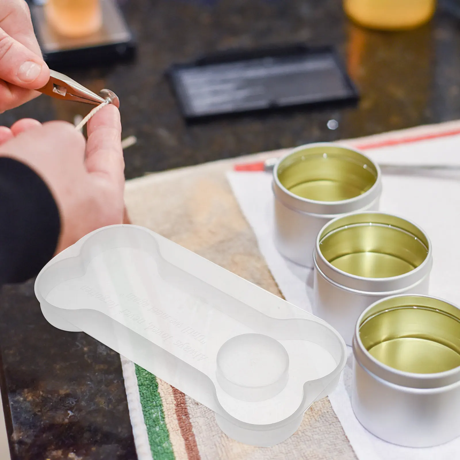 Silicone Bone Shape Mold for DIY Holder Tray Pet Tombstone Craft Memorial Stone Making Flexible Safe Craft Mold