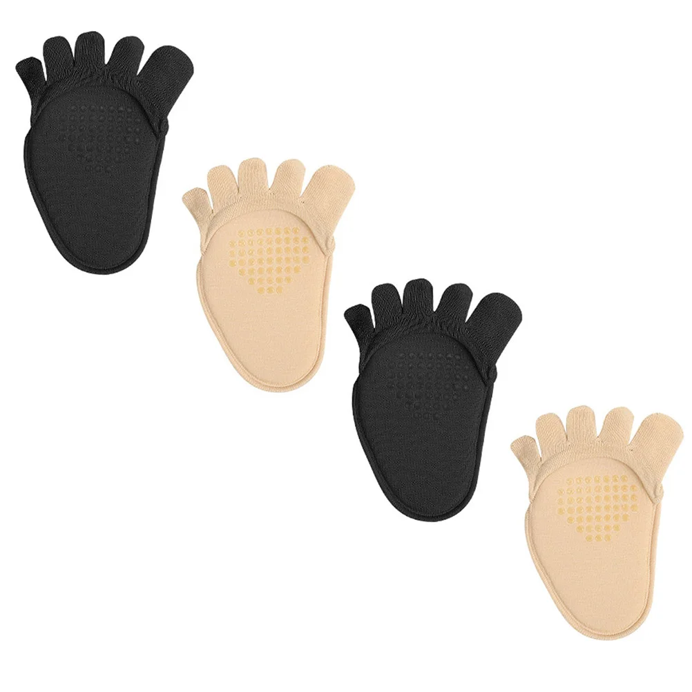 2Pairs غير مرئية المضادة للانزلاق نصف الجوارب للنساء تنفس القطن الأمامية الجوارب امتصاص الرطوبة مريحة عالية الكعب تو