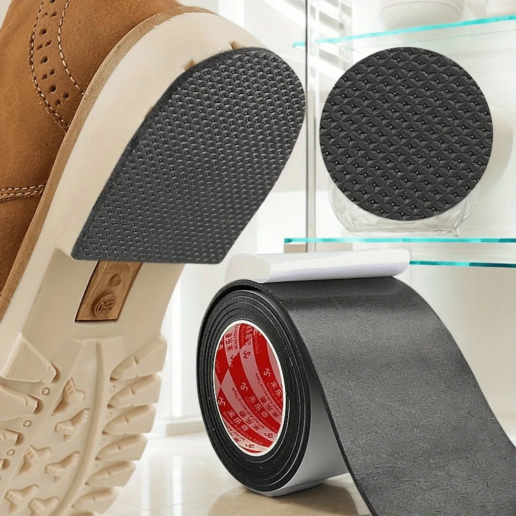 1 Roll Total length 1/2m EVA Anti-Slip Shoe Sole Grip Stickers, Self-Adhesive Noise-Reducing Pads In Grid Pattern