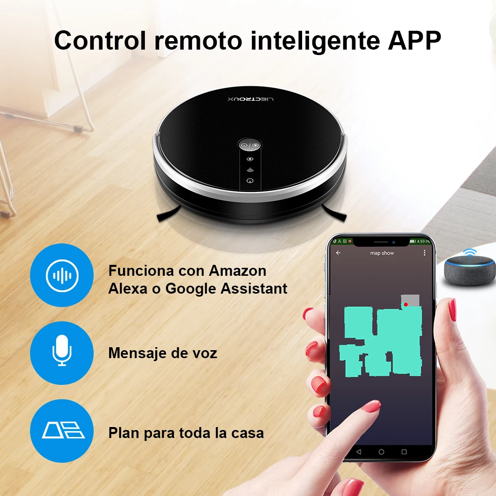 (Código:AEGG66) Robô aspirador de pó LILIN C30B,rota de mapa AI,partição superinteligente,com memória,controle de app WiFi, sucção forte