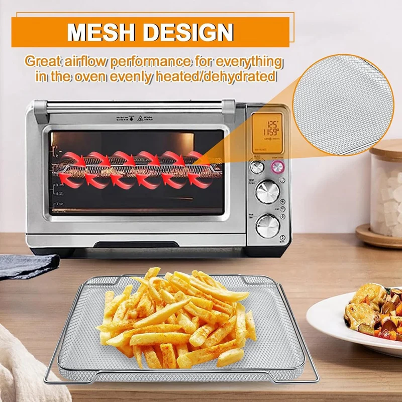 استبدال سلة القلي الهوائية لفرن Breville الذكي مقلاة الهواء Pro BOV900BSS، سلة شبكية BOV900 فرن القلي الهوائي الذكي، 3 قطع متينة