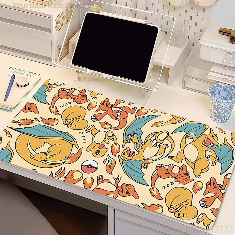 

Mouse Pad Locking Edge P-Pokemon Charizard Gamer PC Computer HD Print Desk mat Keyboard Anime Gaming Accessories Mousepad Carpet