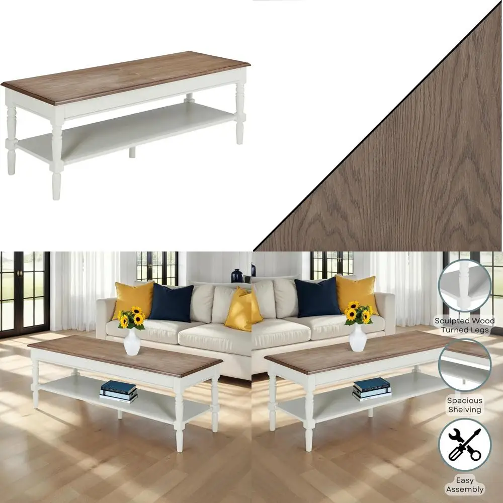 

Журнальный столик во французском стиле кантри с полкой для хранения, традиционный дизайн фермерского дома, переходная мебель для гостиной, Driftwoo