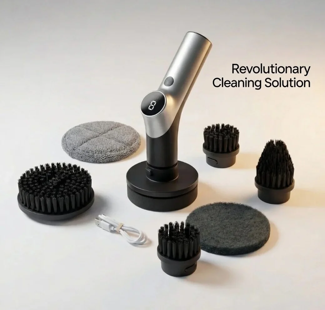 Electric Cleaning Brush,Rechargeable Cordless Spin Scrubber Multifunction for  Bathroom Floor & Kitchen ; Extendable Handle-HDF