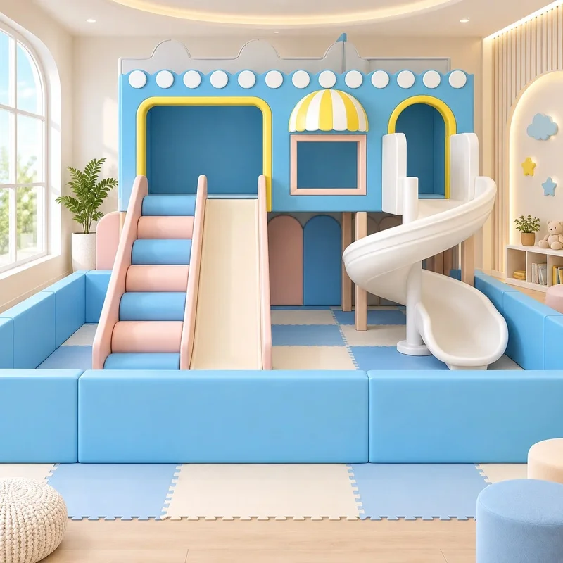 Custom Commercial Modular Design Kids Gym Climber Slide Playhouse with Ball Pit Indoor Playground Equipment Soft Play Center