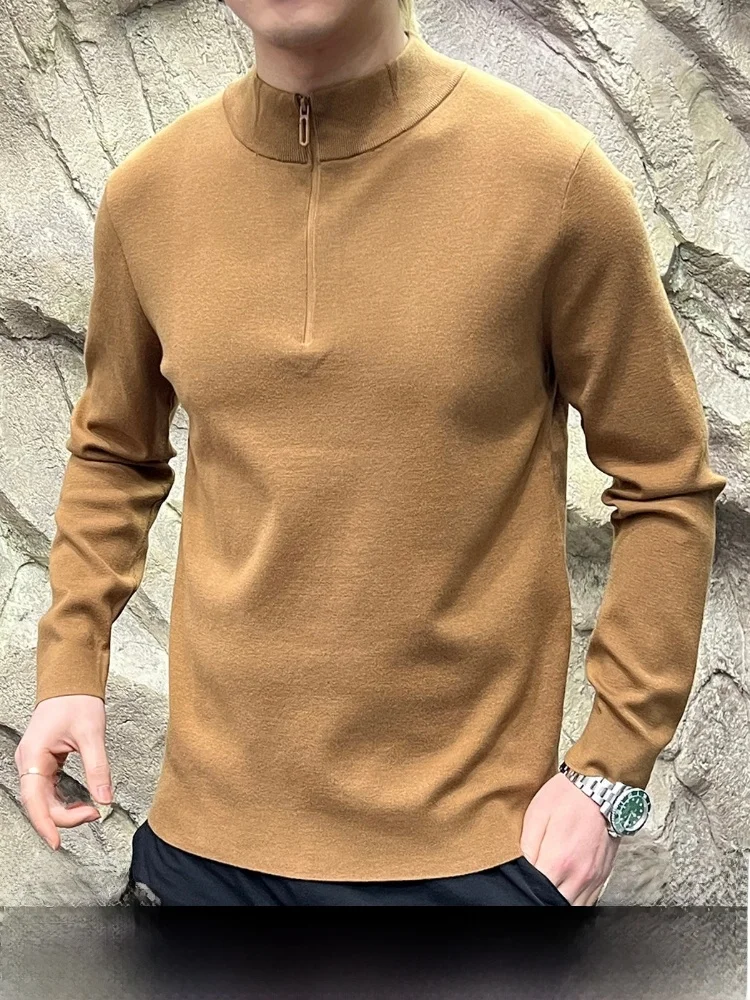 

Luxury Men's Knitted f-Zip Sweater Wool Blend Casual Sle Thiened Long Sve Stand Collar Warm Fce Autumn Winter Ne...