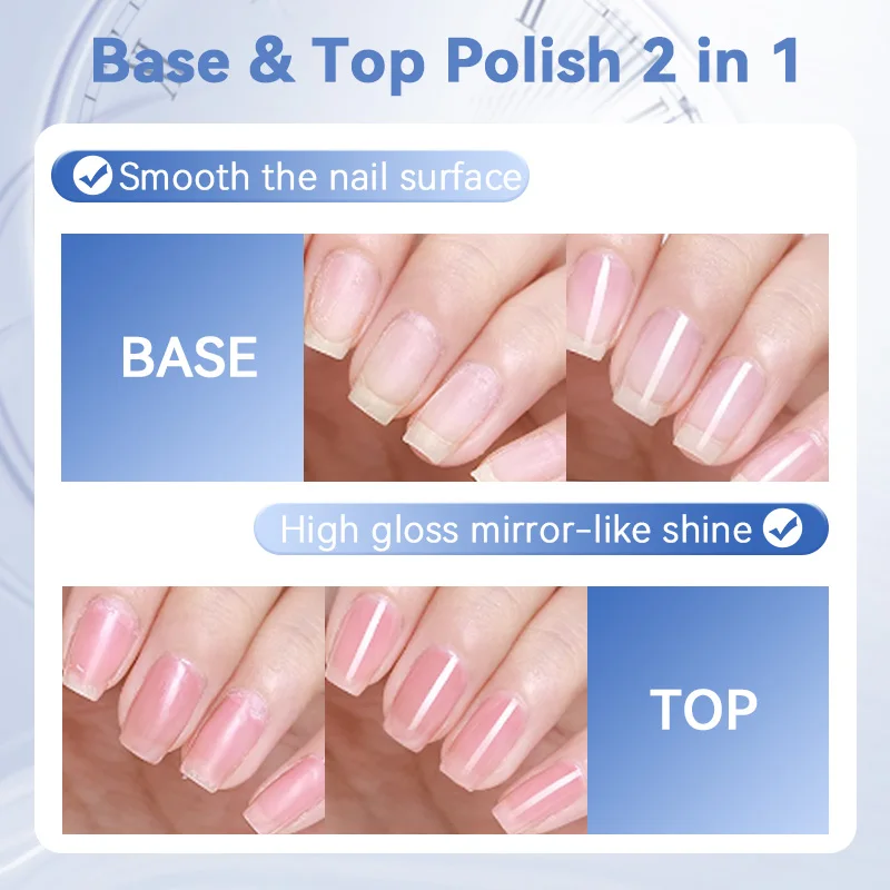 LILYCUTE 7 ml 2 in 1 Base Top Nagellak Op waterbasis Helder Luchtdroog Geen behoefte aan genezen Nagelverzorging Langdurige DIY Nail Art Vernis