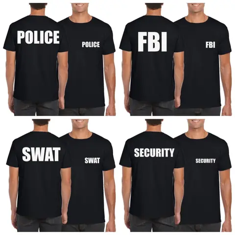2026 Men's/Women's Novelty Police Work Clothes FBI Printed Retro Cotton T-shirt Street Fashion Short Sleeve Round Neck T-shirt